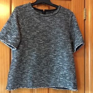 Banana Republic black, light grey top with silver metallic thread size large